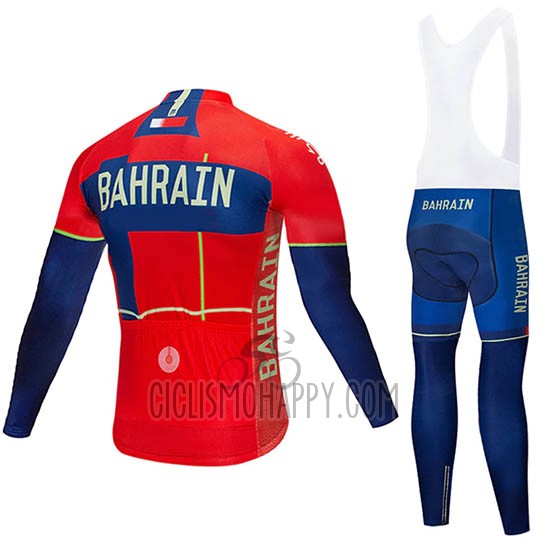 Bahrain Merida Cycling Jersey Bib Tight 2019 Long Sleeve Red
